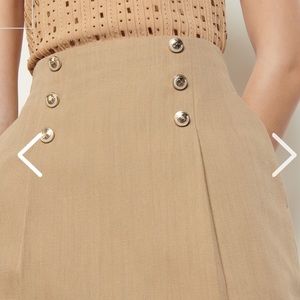 Sandro Short Cotton and Linen Camel Skirt